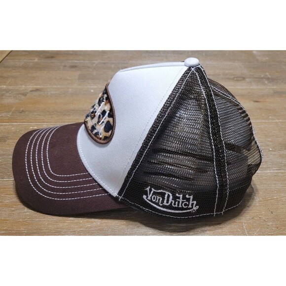 Von Dutch Trucker Hat Snapback Cap Animal Print Brown White Old School main image 4